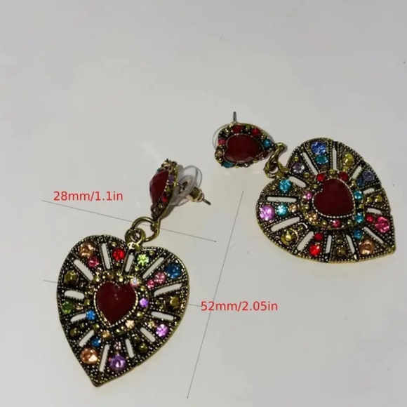 WORLD MARKET BOHO HEART DANGLE EARRINGS NWOT - Picture 4 of 4